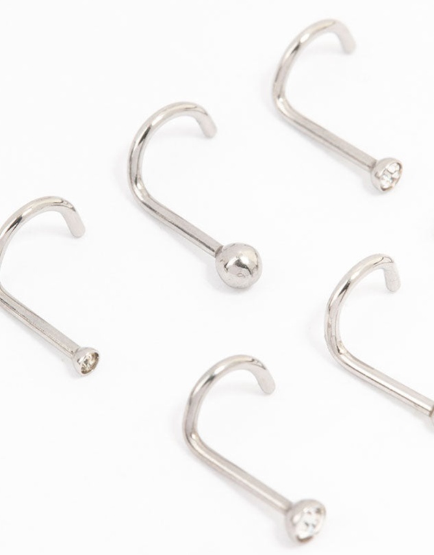 Lovisa - Surgical Steel Corkscrew And Ball Nose 6-Pack