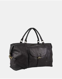 Pierre Cardin - Pierre Cardin Rustic Leather Business/Overnight Bag in Black