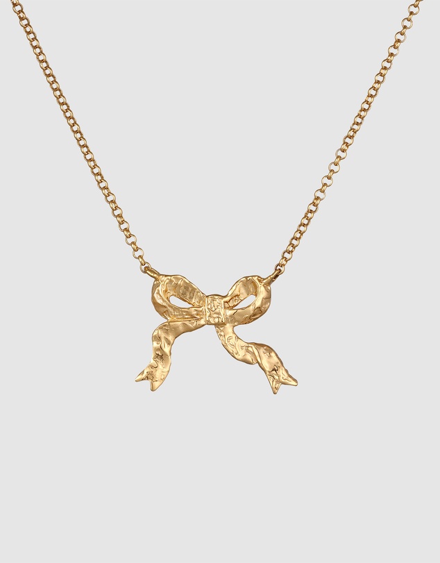 Elli Jewelry - Necklace Ribbon Pendant Basic Trend in 925 Sterling Silver Gold Plated