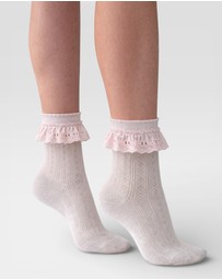 High Heel Jungle - Bobby Lace Frill Trim Cotton Bobby Socks