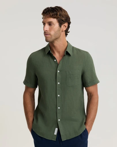 Sportscraft - Short Sleeve Yarn Dyed Linen Shirt