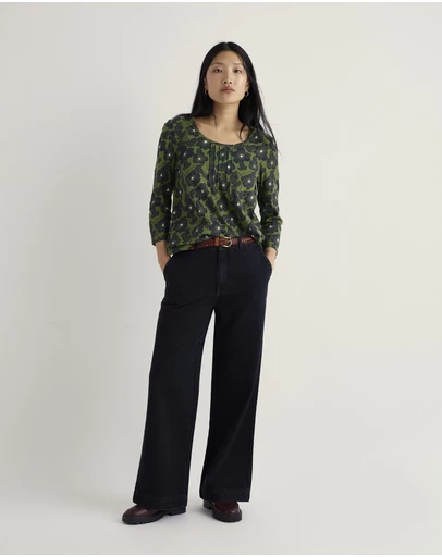 Seasalt - Seasalt Cornwall Green Penhollow Top in Organic Cotton Jersey
