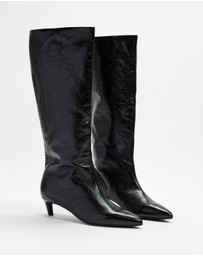 AERE - Nara Knee High Heeled Leather Boots