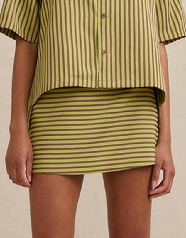 BY JOHNNY. - Pear Stripe Mini Skirt