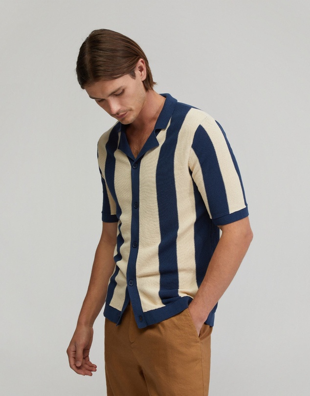 Oxford - Marty Knitted Stripe Shirt