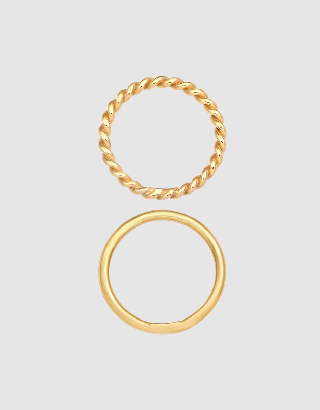 Elli Jewelry - Twisted Band Ring Set in Gold-Plated 925 Silver