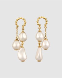 Elli Jewelry - Earrings Stud Pearl Chandelier 925 Sterling Silver Gold-Plated