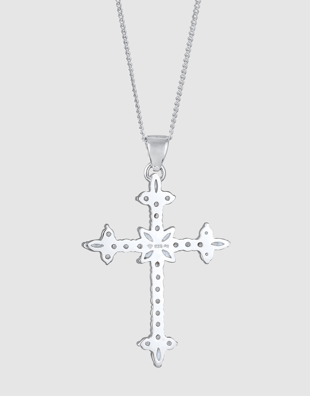 Elli Jewelry - Necklace Cross Zirconia 925 Sterling Silver