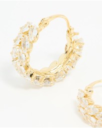 Lovisa - Gold Plated Diamante Marquise Herringbone Hoop Earrings