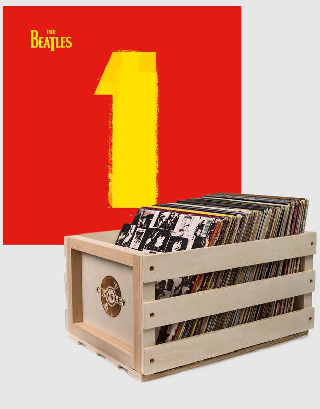 Universal Music - Crosley Record Storage Crate & The Beatles - 1 - Double Vinyl Album Bundle