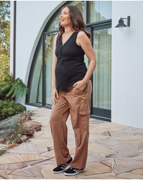 Angel Maternity - Naomi Maternity Cargo Pants in Brown
