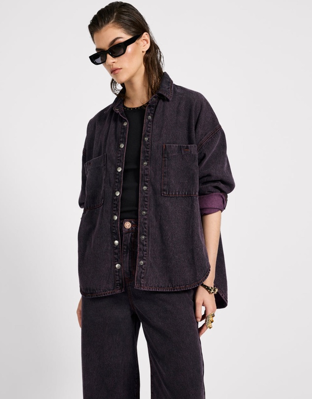 ONE TEASPOON - Daria Denim Shacket - Black Pink