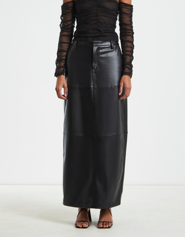 Alice In The Eve - Millie Leather Look Maxi Cargo Skirt