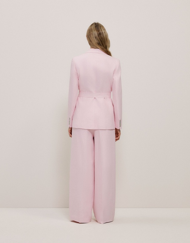 Trenery - Linen Herringbone Belted Jacket in Blossom Pink