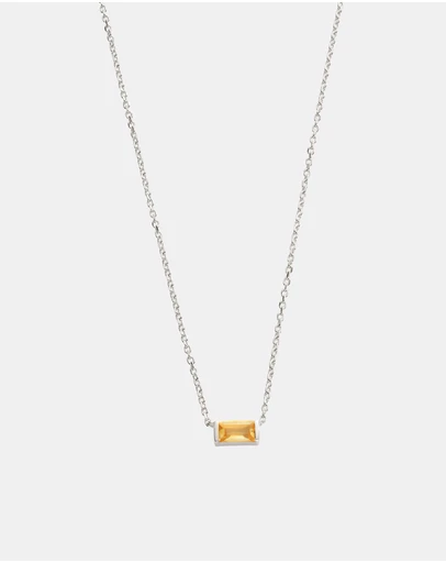 Kirstin Ash - Baguette Birthstone Necklace November Citrine