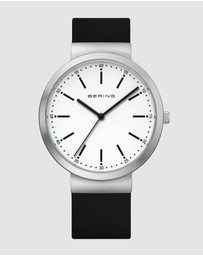 Bering - Bering Gents 41mm White Dial Black Silicon Strap Watch