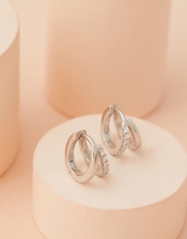 Bianc - CZ Double Huggie Earrings