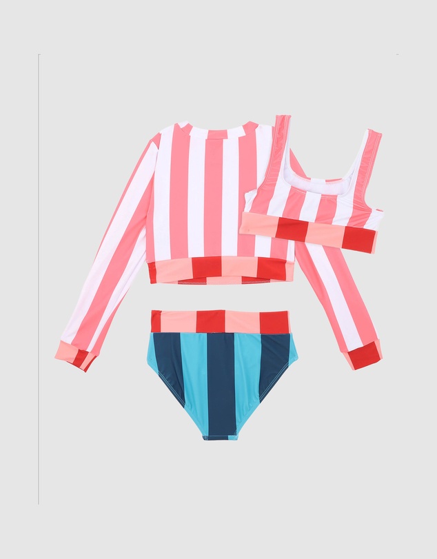 Minihaha - Astrid Multi Stripe 3 Piece Swim Set - Teens