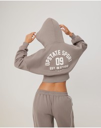 Upstate - Cropped Zip Thru Hoodie - Cinder