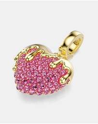 Swarovski - Idyllia Charm, Round Cut, Heart, Pink, Gold-tone Plated