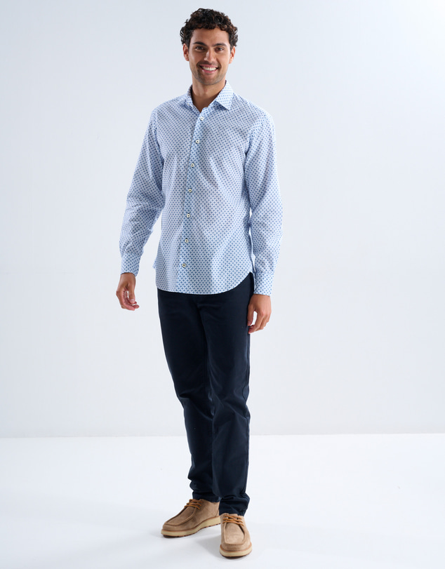 3 Wise Men - 3 Wise Men Cavell Linen Print Shirt