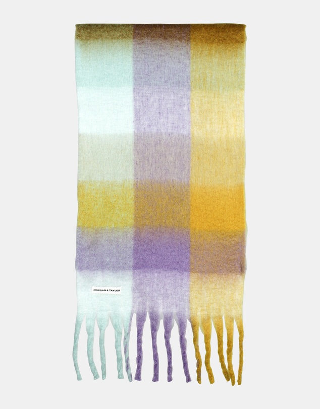 Morgan & Taylor - Emma Chunky Check Scarf Purple & Citrus Orange