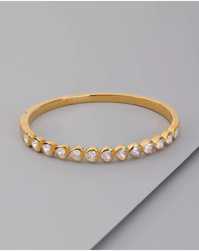 Wanderlust + Co - Heart Bezel 14K Gold Vermeil Bangle