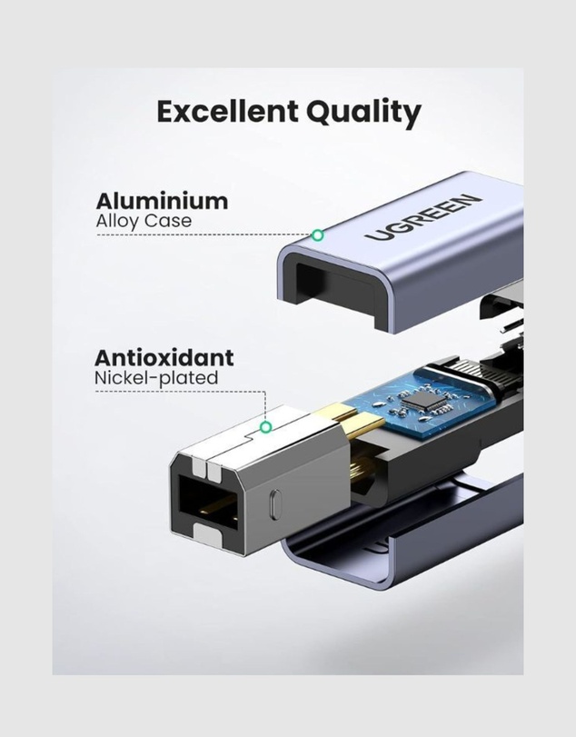 Ugreen - UGREEN USB-C Female to USB-B Male Printer Adapter – 480Mbps Data Transfer Aluminum Build