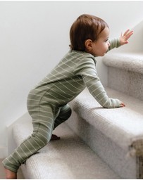 Kynd Baby - Organic Cotton Waffle in Sage Stripe