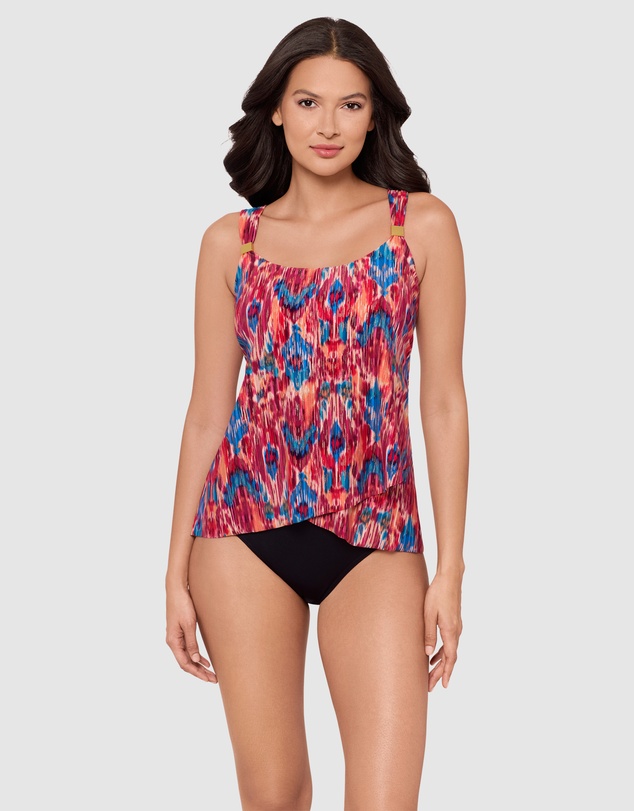 Miraclesuit Swimwear  - Ikat Dorado Dazzle Underwired Draped Tankini Top