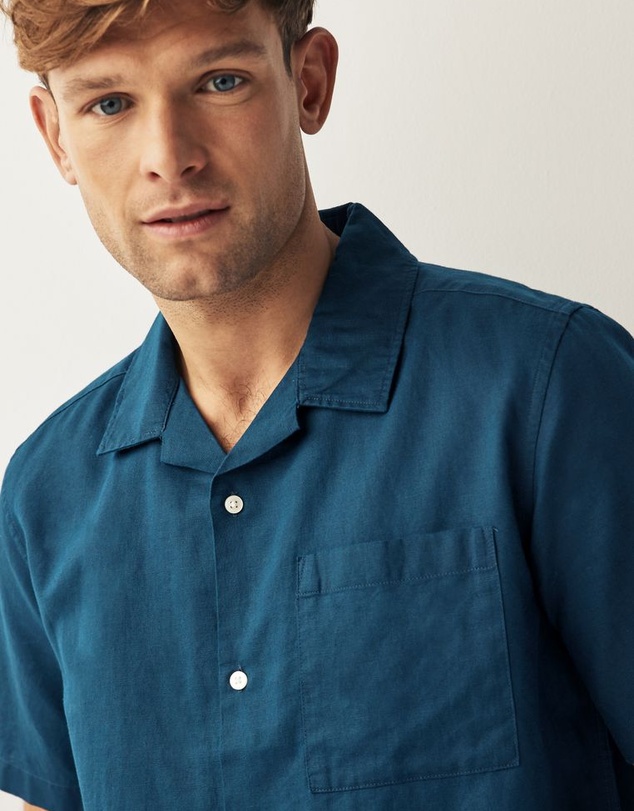 NEXT - Cuban Collar Linen Blend Short Sleeve Shirt