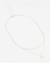 Lovisa - Silver Plated Baguette Diamante & Snake Chain Necklaces 2-Pack