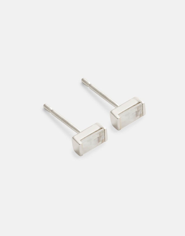 Kirstin Ash - Baguette Birthstone Studs June - Moonstone