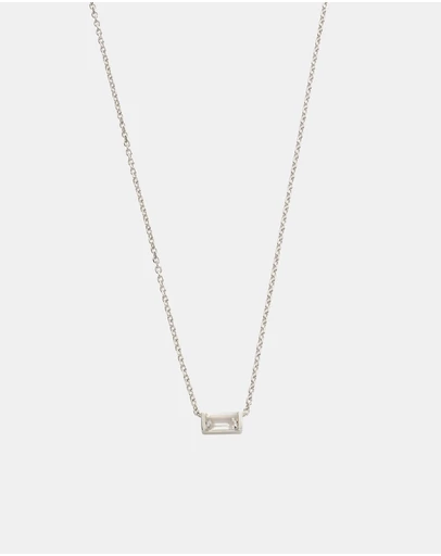Kirstin Ash - Baguette Birthstone Necklace April White Topaz