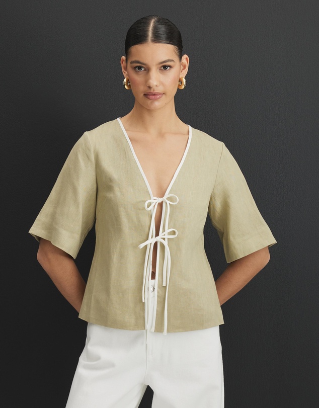 AERE - Sloane Tie Front Shirt