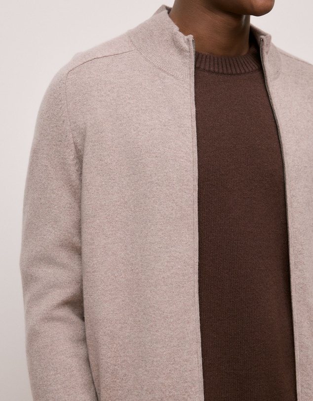 Trenery - Cashmere Zip Through Knit in Natural