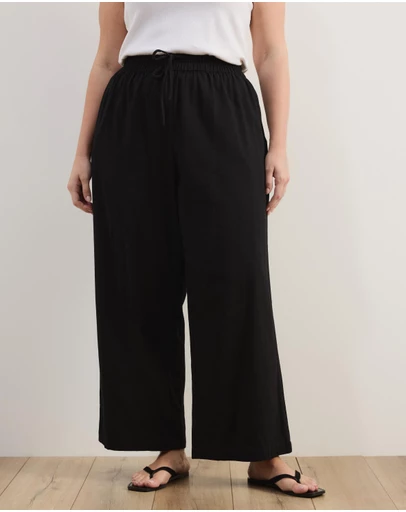 Atmos&Here Curvy - Willow Piping Cotton Twill Pants