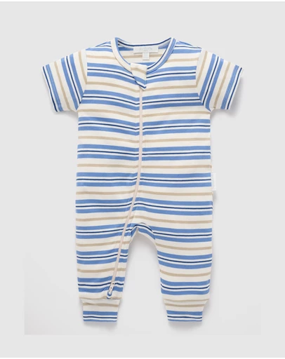 Purebaby - Rib S/Sleeve Growsuit-Babies