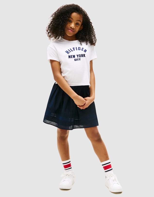 Tommy Hilfiger - Satin Logo Applique Relaxed T-Shirt - Teens