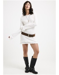 Subtitled - Kerala Frilled Knit Long Safe Mini Dress