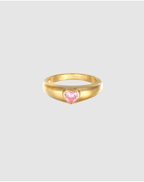 Elli Jewelry - Ring Pinky Crystal Heart Valentine 925 Sterling Silver Gold-Plated