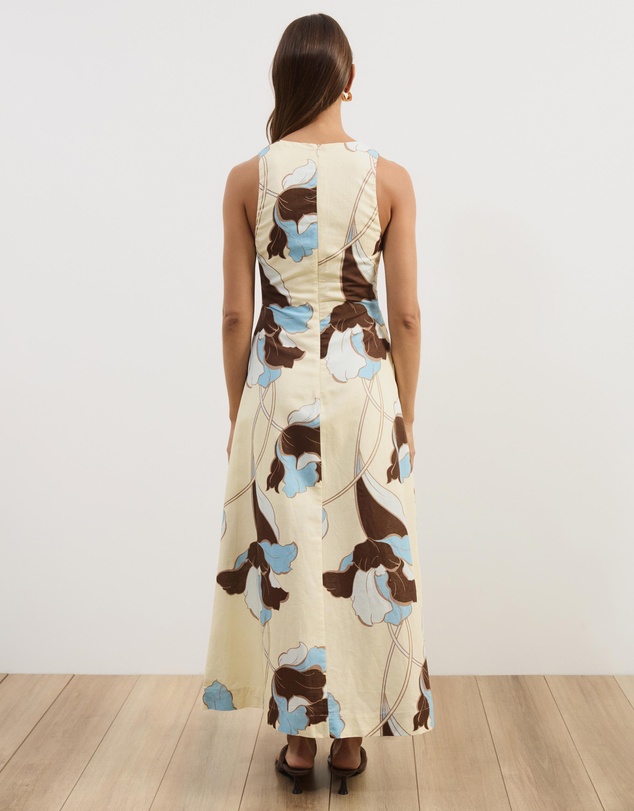Atmos&Here - Stephanie Linen Blend Wrap Front Midi Dress