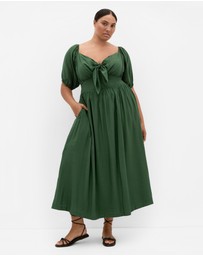 City Chic - Plus size Villa Roma Tie Front Dress - jungle green