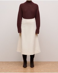 Trenery - Natural Seed Denim Panelled Skirt in Ecru