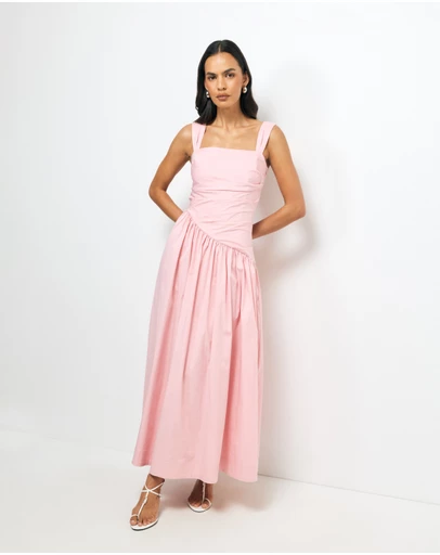 AERE - Kylara Ruched Midi Dress