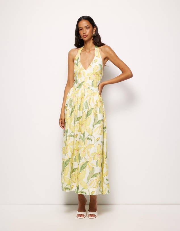 AERE - Sani Halter Linen Midi Dress