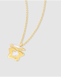 Wanderlust + Co - Star Pearl & Gold Locket Necklace