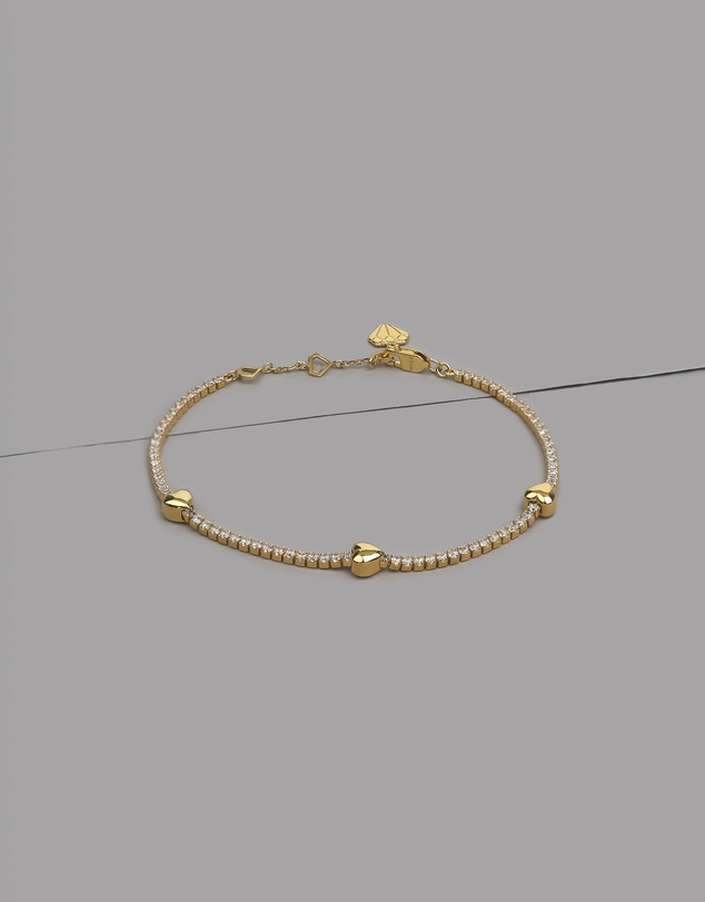 Wanderlust + Co - Heart Pave 14K Gold Vermeil Petite Tennis Bracelet