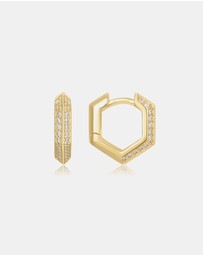 Ania Haie - Ania Haie Gold Sparkling Shield Huggie Hoop Earrings
