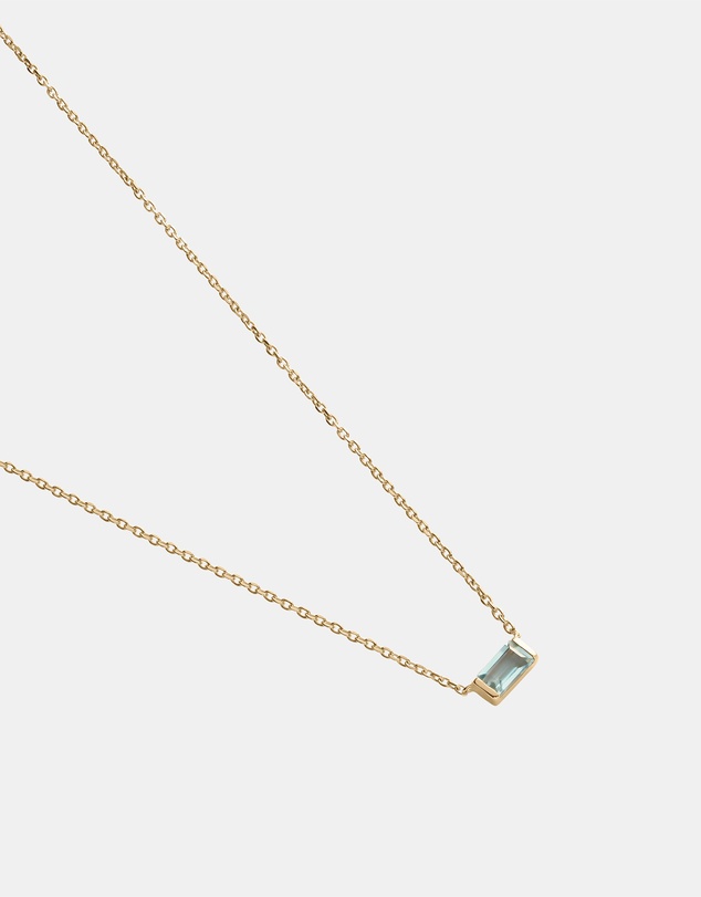 Kirstin Ash - Baguette Birthstone Necklace March Sky Blue Topaz